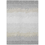 3' X 5' Silver Gray And Beige Striped Washable Indoor Outdoor Area Rug