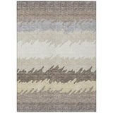 5' X 8' Taupe Brown And Gray Striped Washable Indoor Outdoor Area Rug