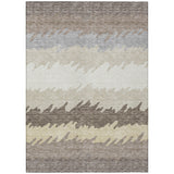8' X 10' Taupe Brown And Gray Striped Washable Indoor Outdoor Area Rug