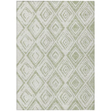8' X 10' Artichoke Green And Ivory Geometric Washable Indoor Outdoor Area Rug