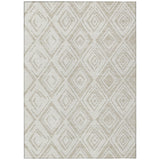 8' X 10' Beige And Ivory Geometric Washable Indoor Outdoor Area Rug