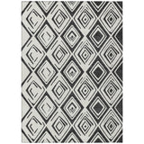 3' X 5' Ivory And Black Geometric Washable Indoor Outdoor Area Rug
