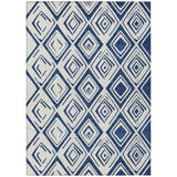 3' X 5' Navy Blue And Ivory Geometric Washable Indoor Outdoor Area Rug