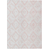 3' X 5' Pink And Ivory Geometric Washable Indoor Outdoor Area Rug