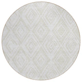 8' Pearl And Ivory Round Geometric Washable Indoor Outdoor Area Rug
