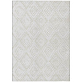8' X 10' Pearl And Ivory Geometric Washable Indoor Outdoor Area Rug