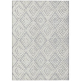 8' X 10' Pewter And Ivory Geometric Washable Indoor Outdoor Area Rug