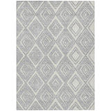 3' X 5' Silver And Ivory Geometric Washable Indoor Outdoor Area Rug