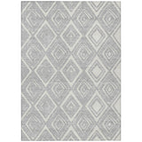 5' X 8' Silver And Ivory Geometric Washable Indoor Outdoor Area Rug