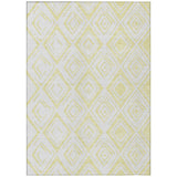 3' X 5' Yellow And Ivory Geometric Washable Indoor Outdoor Area Rug