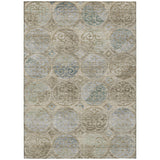 8' X 10' Beige Taupe And Blue Trellis Washable Indoor Outdoor Area Rug