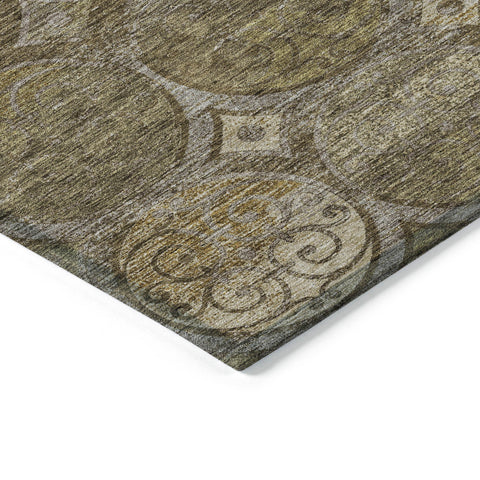 3' X 5' Brown Taupe And Gray Trellis Washable Indoor Outdoor Area Rug