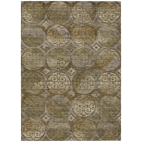 5' X 8' Brown Taupe And Gray Trellis Washable Indoor Outdoor Area Rug