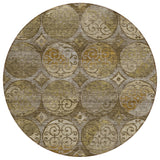 8' Brown Taupe And Gray Round Trellis Washable Indoor Outdoor Area Rug