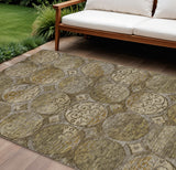 8' X 10' Brown Taupe And Gray Trellis Washable Indoor Outdoor Area Rug