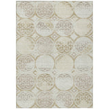 8' X 10' Ivory Beige And Taupe Trellis Washable Indoor Outdoor Area Rug