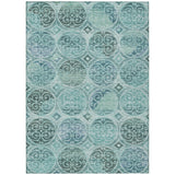 3' X 5' Teal Blue And Aqua Trellis Washable Indoor Outdoor Area Rug