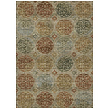 8' X 10' Taupe Green And Gold Trellis Washable Indoor Outdoor Area Rug