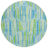 8' Aqua Teal Blue And Lime Green Round Abstract Washable Indoor Outdoor Area Rug