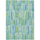 8' X 10' Aqua Teal Blue And Lime Green Abstract Washable Indoor Outdoor Area Rug
