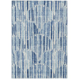 8' X 10' Navy Blue And Sky Blue Abstract Washable Indoor Outdoor Area Rug