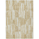 3' X 5' Gold Beige And Ivory Abstract Washable Indoor Outdoor Area Rug