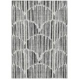 5' X 8' Gray Ivory And Charcoal Abstract Washable Indoor Outdoor Area Rug