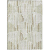 5' X 8' Ivory Beige And Taupe Abstract Washable Indoor Outdoor Area Rug