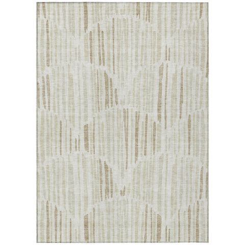 8' X 10' Ivory Beige And Taupe Abstract Washable Indoor Outdoor Area Rug
