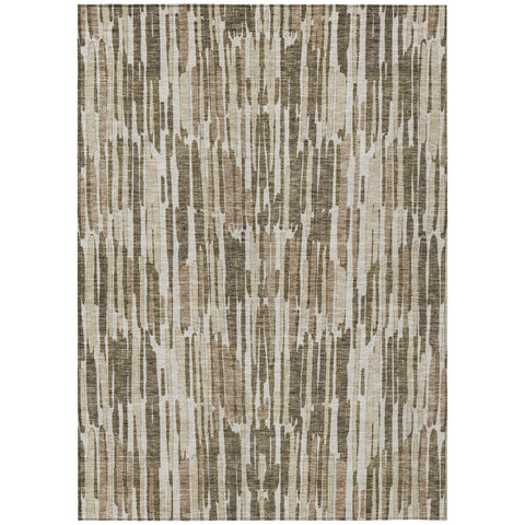 8' X 10' Brown And Taupe Abstract Washable Indoor Outdoor Area Rug