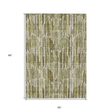 5' X 8' Olive Green Brown And Beige Abstract Washable Indoor Outdoor Area Rug