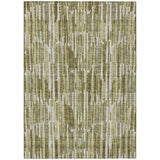 8' X 10' Olive Green Brown And Beige Abstract Washable Indoor Outdoor Area Rug