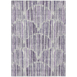 5' X 8' Purple Ivory And Lavender Abstract Washable Indoor Outdoor Area Rug