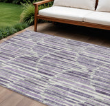 8' X 10' Purple Ivory And Lavender Abstract Washable Indoor Outdoor Area Rug