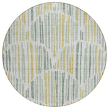 8' Sage Artichoke Green And Gold Round Abstract Washable Indoor Outdoor Area Rug