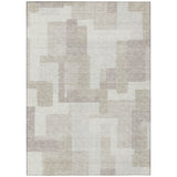 3' X 5' Beige Tan And Taupe Abstract Washable Indoor Outdoor Area Rug