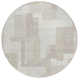 8' Beige Tan And Taupe Round Abstract Washable Indoor Outdoor Area Rug
