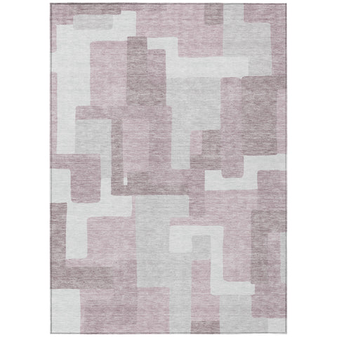 5' X 8' Blush Gray And Ivory Abstract Washable Indoor Outdoor Area Rug