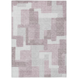 8' X 10' Blush Gray And Ivory Abstract Washable Indoor Outdoor Area Rug