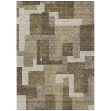 5' X 8' Brown And Beige Abstract Washable Indoor Outdoor Area Rug