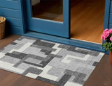 3' X 5' Gray Charcoal And Silver Abstract Washable Indoor Outdoor Area Rug