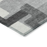 3' X 5' Gray Charcoal And Silver Abstract Washable Indoor Outdoor Area Rug