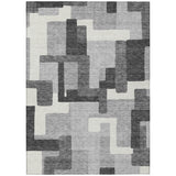 5' X 8' Gray Charcoal And Silver Abstract Washable Indoor Outdoor Area Rug