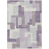 3' X 5' Lavender Purple And Ivory Abstract Washable Indoor Outdoor Area Rug