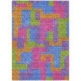 8' X 10' Purple Pink And Blue Abstract Washable Indoor Outdoor Area Rug