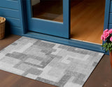 3' X 5' Silver And Charcoal Abstract Washable Indoor Outdoor Area Rug