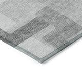 3' X 5' Silver And Charcoal Abstract Washable Indoor Outdoor Area Rug