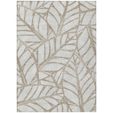 3' X 5' Beige And Brown Floral Washable Indoor Outdoor Area Rug