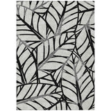5' X 8' Black Gray And Beige Floral Washable Indoor Outdoor Area Rug