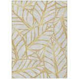 5' X 8' Gold And Beige Floral Washable Indoor Outdoor Area Rug
